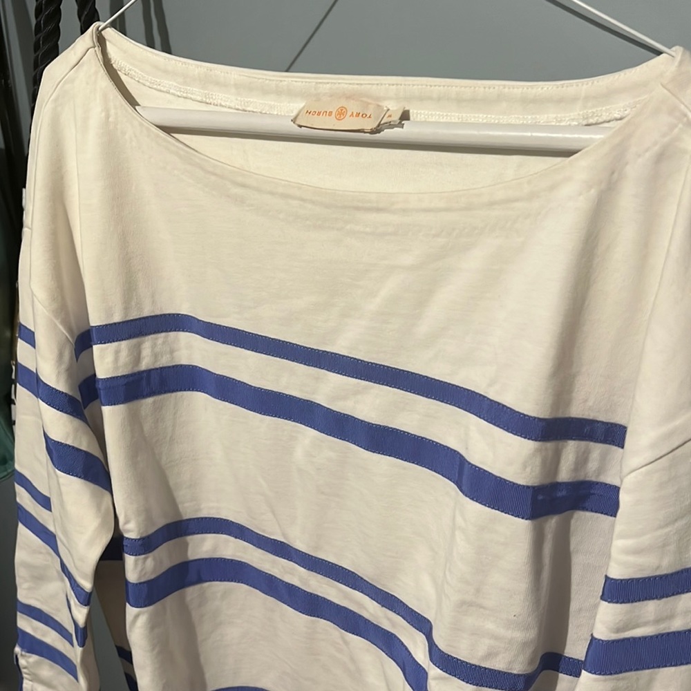 TORY BURCH Kendall Cotton Ribbon Stripe TOP *Blue*